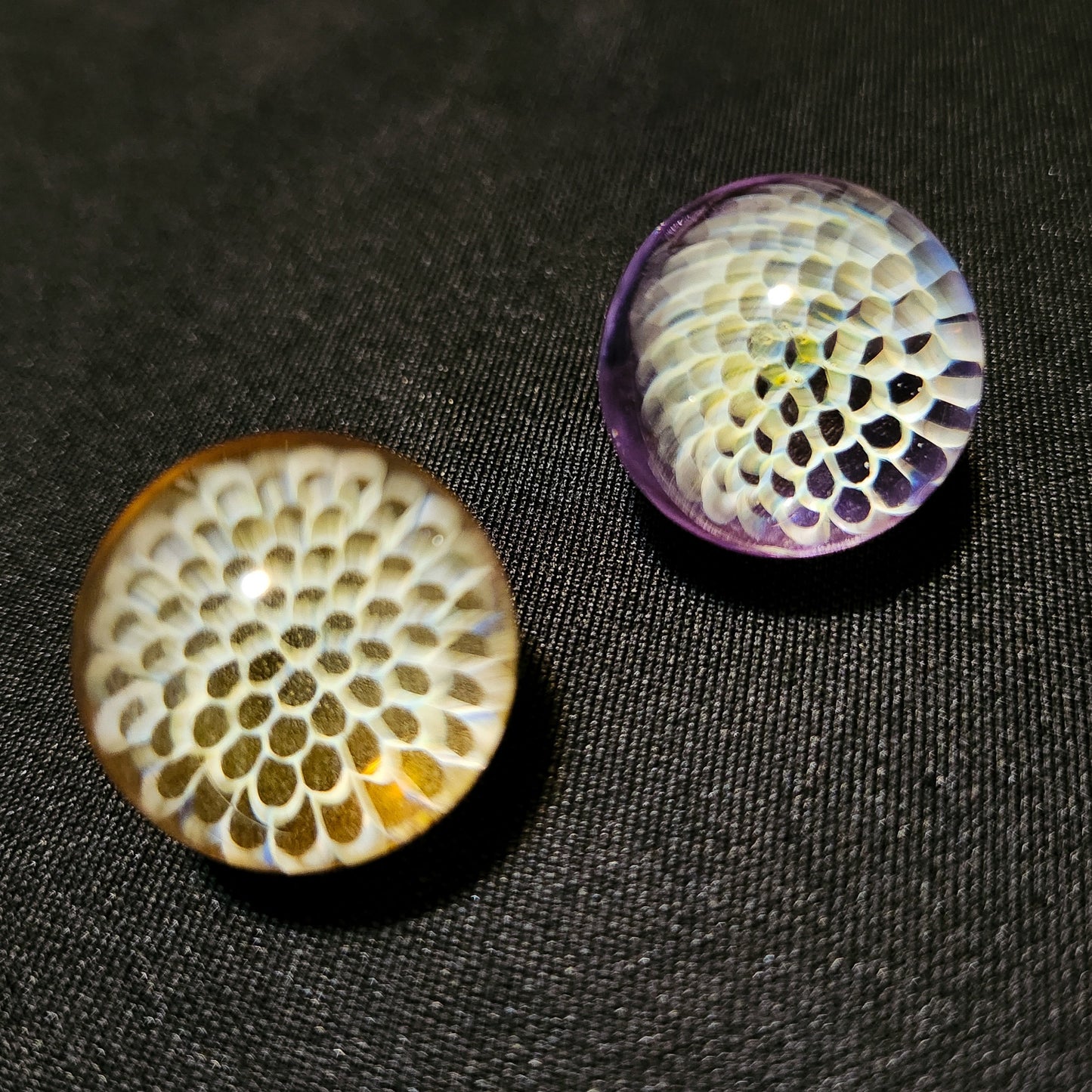 Honeycomb Marbles - 22mm purple & amber