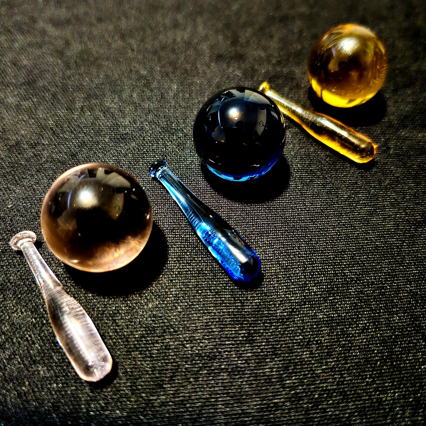 Marble & Baseball Pillar set - Amber/Pink/Blue