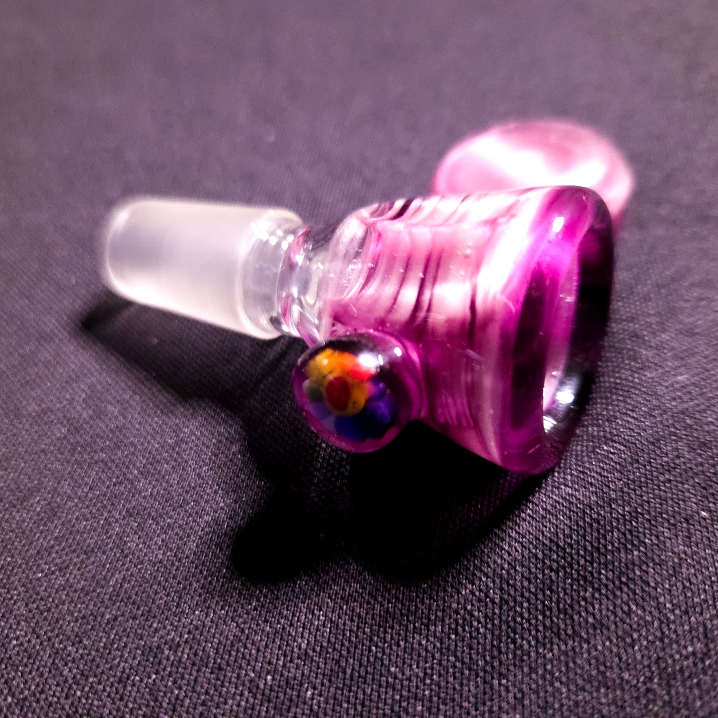 Purple Flower Millie Bowl 14mm (Guya Glass) - 1 piece only