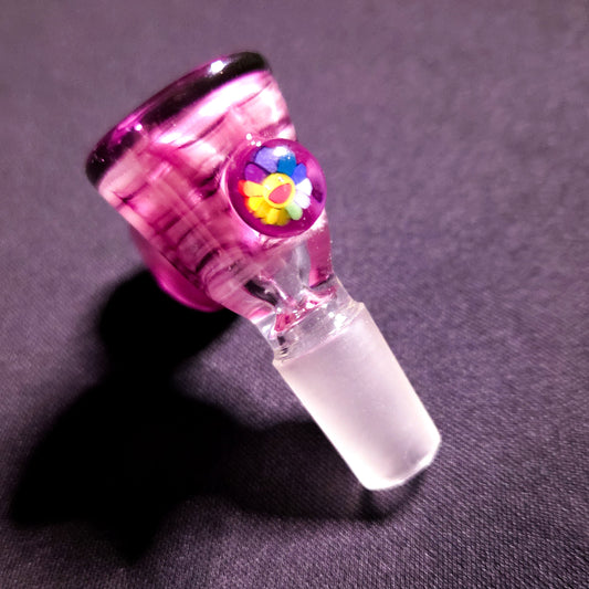 Purple Flower Millie Bowl 14mm (Guya Glass) - 1 piece only