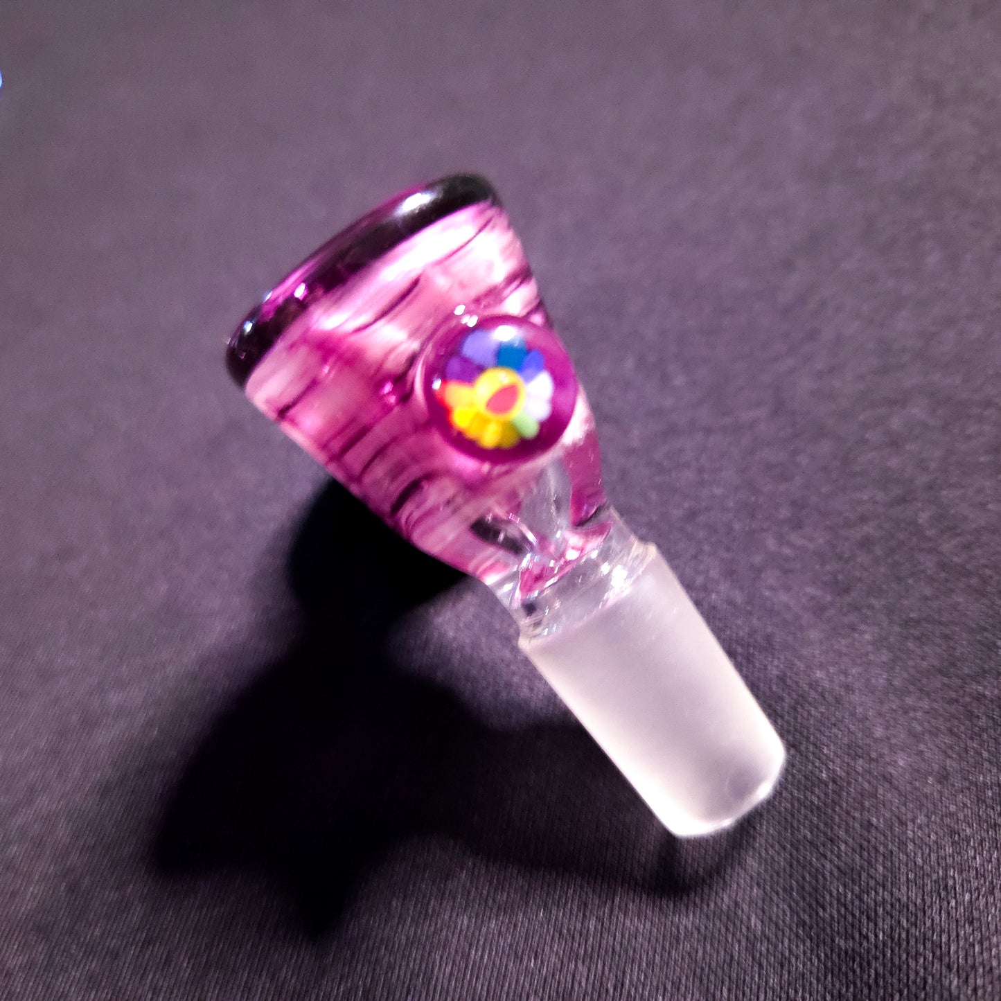 Purple Flower Millie Bowl 14mm (Guya Glass) - 1 piece only