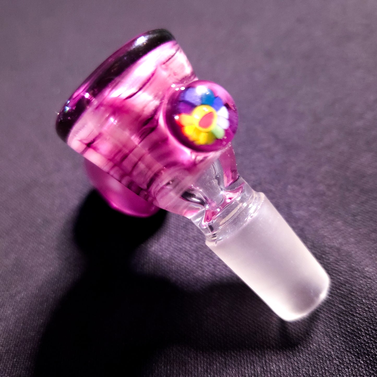 Purple Flower Millie Bowl 14mm (Guya Glass) - 1 piece only