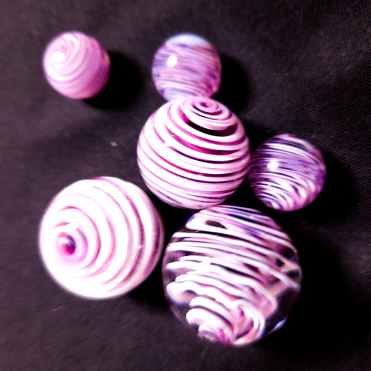 Purple spiral marbles & valves (Guya Glass) - Ltd stock