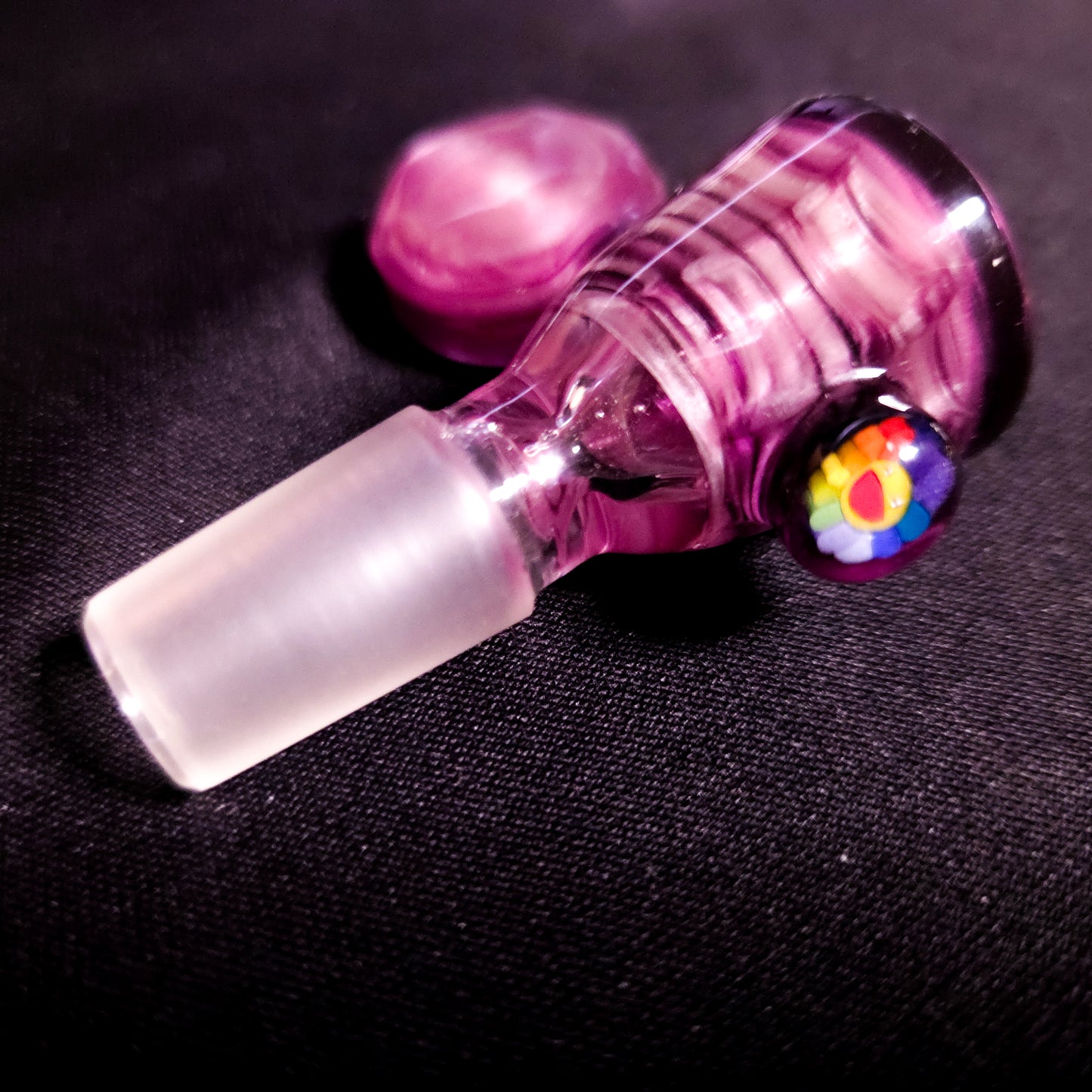 Purple Flower Millie Bowl 14mm (Guya Glass) - 1 piece only